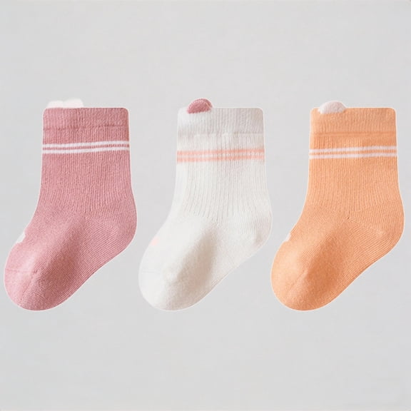 Krdevn 3-Packs Soft Baby Socks for Toddlers Cozy Kids Socks with Cute Cartoon Designs Breathable Comfortable Everyday Wear,3-5 Years
