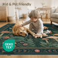 thumbnail image 4 of ODIKA 5'x7' Washable Area Rug Dark Botanical Nightscape Design Enchanted Forest with Moonlit Sky Motif for Dining Room, Under Table, Home Office, Non-Slip Chair-Friendly, 4 of 7