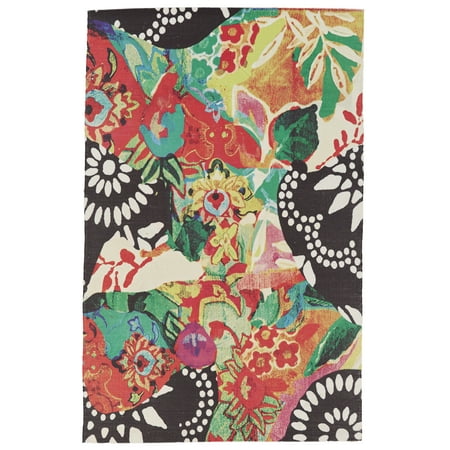Ashlyn Bright Multi Outdoor Rug, Black/Red/Green, 2ft x 3ft Accent Rug