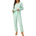 thumbnail image 6 of INSPIRE CHIC Women's Winter Flannel Pajama Sets Long Sleeve Loungewear 2XL Heart Printed Green, 6 of 7