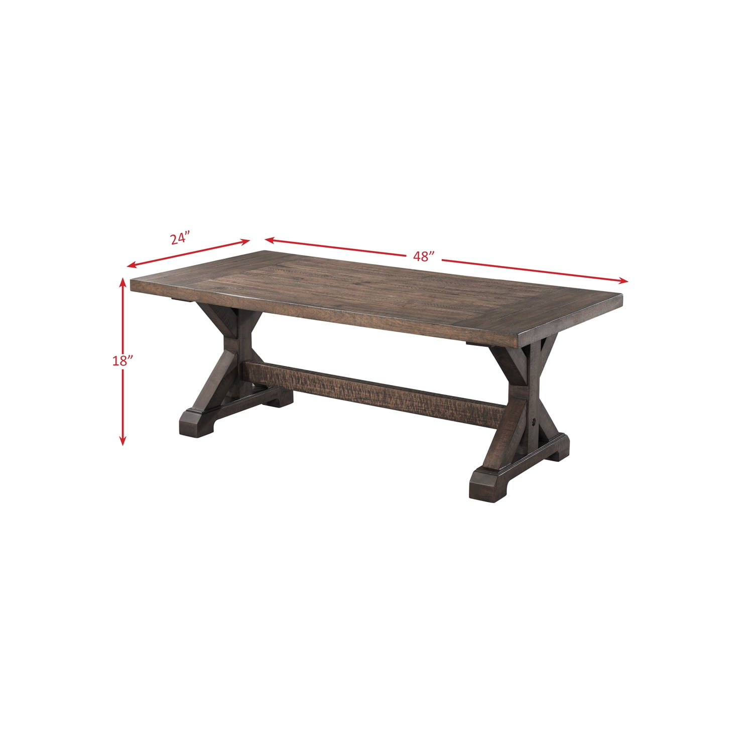 Picket House Furnishings Flynn Traditional Wooden Trestle Coffee Table, Walnut