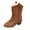 Brown, variant on Woman Boots Women's Mid Calf Boot,Round Toe Low Heel Comfort Slouchy Bootie with Side Zipper White,Size 9