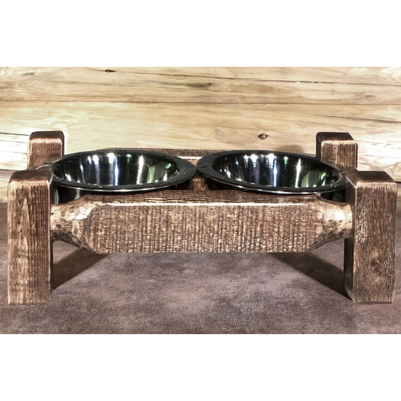 Homestead Collection Small Pet Feeder, Stain & Clear Lacquer Finish