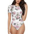 thumbnail image 1 of Balery Rose Flowers Body de cuello redondo de manga corta para mujer Tops de manga corta Tops básicos-X-Large, 1 of 7