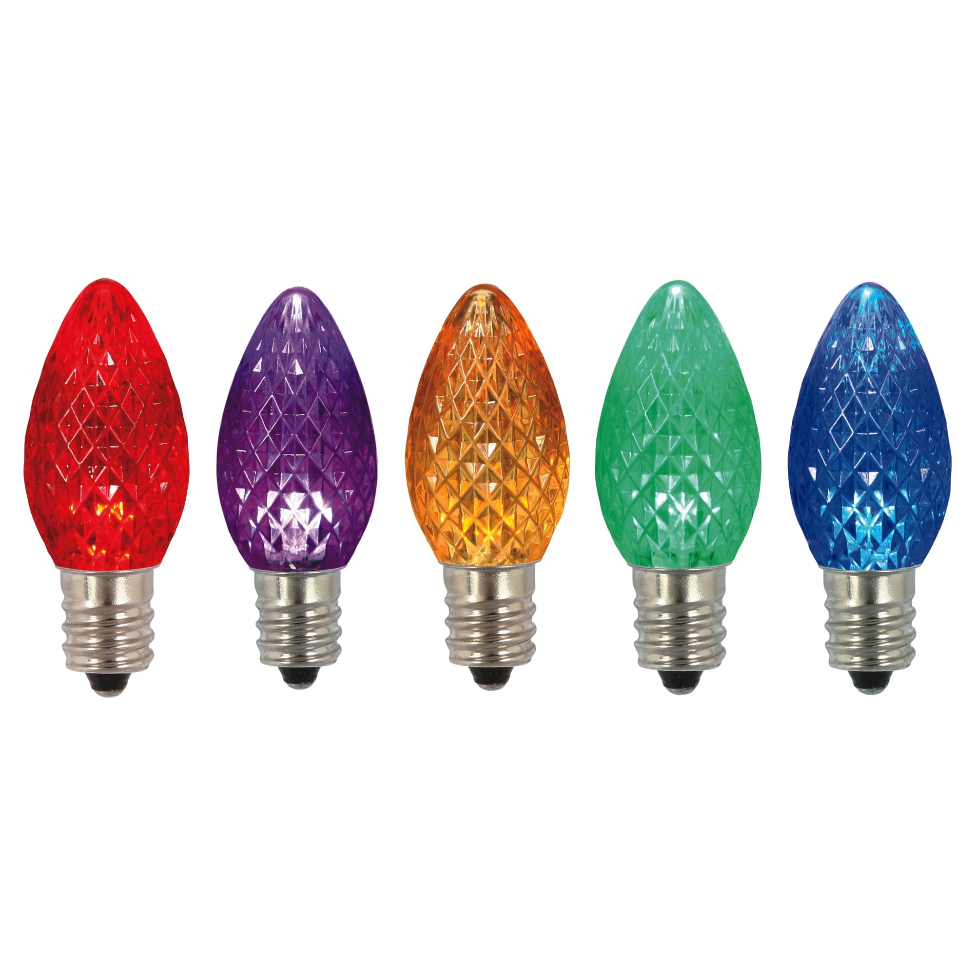 C7 Faceted Led Multi Color Twinkle Bulb 25box