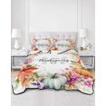 thumbnail image 2 of Twin XL Quilt Bedding Set, Happy Thanksgiving Reversible Summer Quilt 3 Pieces, Maple Leaves Floral Pumpkins Fall Lightweight Bedspreads Coverlets with 2 Pillow Shams for All Seasons, 2 of 5