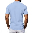 thumbnail image 6 of Men's Linen Shirts Short Sleeve Casual Summer Beach Button Down Shirt for Men Size 3XL Light Blue, 6 of 7