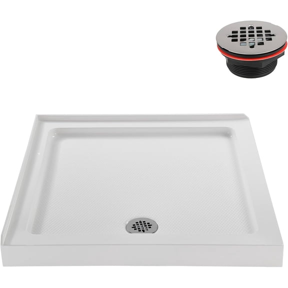 Streamline NT-488-322-LF 32 in. x 32 in. Corner Acrylic Shower Base in Glossy White with Left Drain, Drain Included