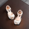 thumbnail image 5 of URMAGIC Crystal Lace Dress Shoes Open Toe Princess Sandals for Toddler Kid Girls, Beige, 5 of 6
