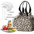 thumbnail image 4 of Brown and White Leopard Print Drawstring Insulated Lunch Bag for Women, Stain-Resistant Large Lunch Tote with Multi-Pockets for Work Office, 4 of 5