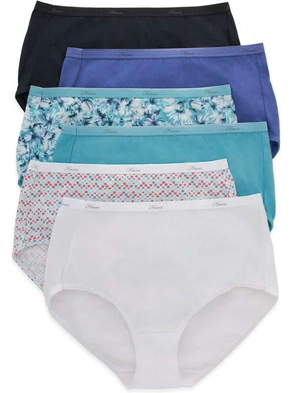 Hanes Women's Plus Size Cotton Underwear, 6 Pack-Brief Assorted, 7