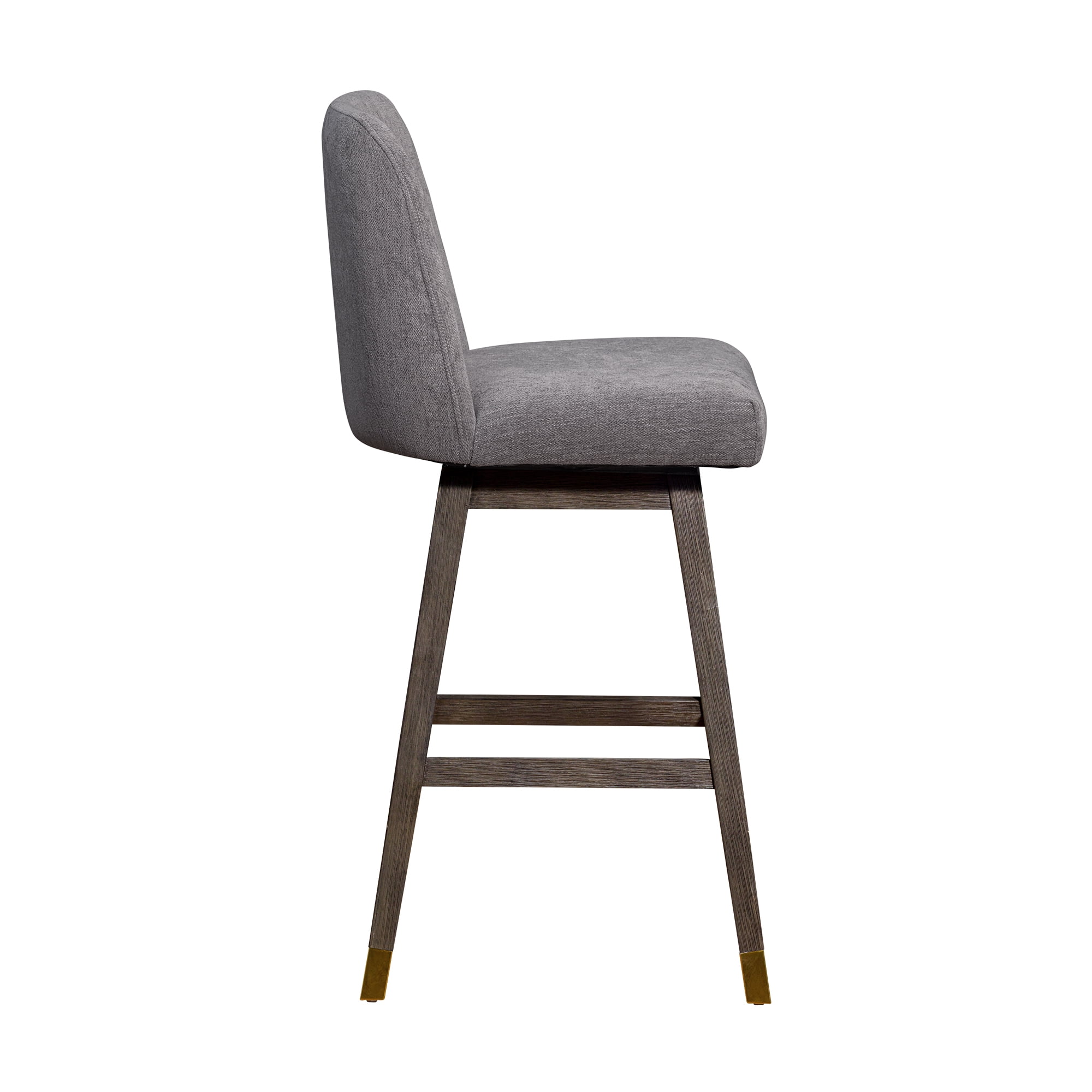 Amelia Swivel Bar Stool in Gray Oak Wood Finish with Mocha Fabric - Set of 3