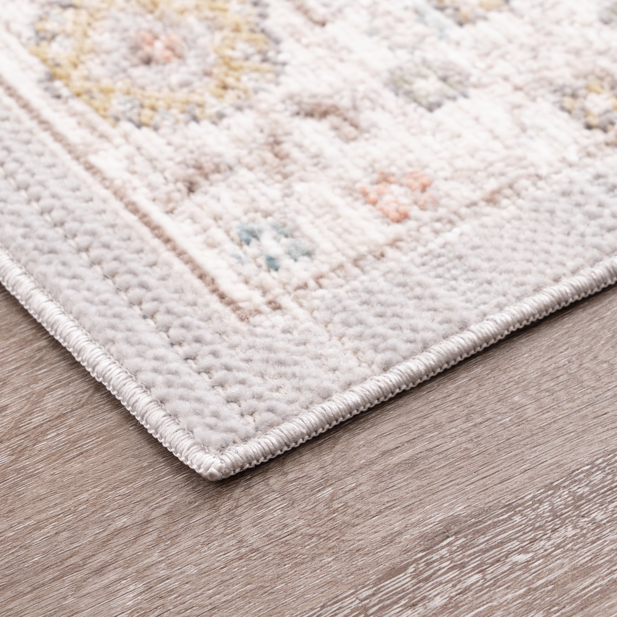 Crestwood Traditional Oriental 5x7 Gray and Aqua Polyester Indoor Area Rug, 5'3'' x 7'