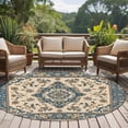 thumbnail image 4 of Round Rugs 5Ft, Southwestern Boho Blue Round Area Rug Washable Indoor Throw Carpet, Ethnic Geometric Rustic Soft Non Slip Circle Rug for Cabinet Bathroom Home Decor Aesthetic, 4 of 8