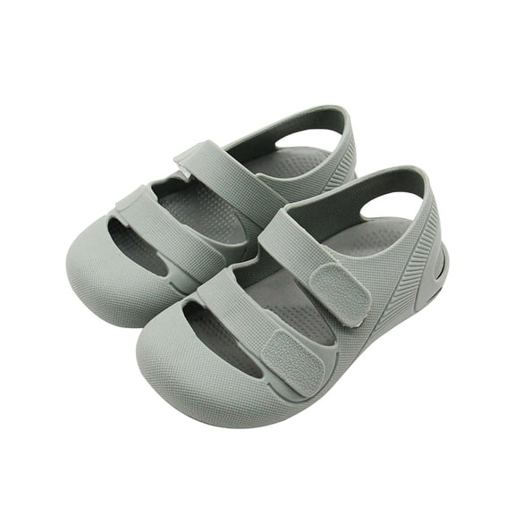 BRGZLK Kids Boys Girls Beach Sandals Solid Color Closed Toe Anti Slip Outdoor Waterproof Fisherman Slides Stylish Cut-Out Soft Sole Sandal Green 4-4.5 Years