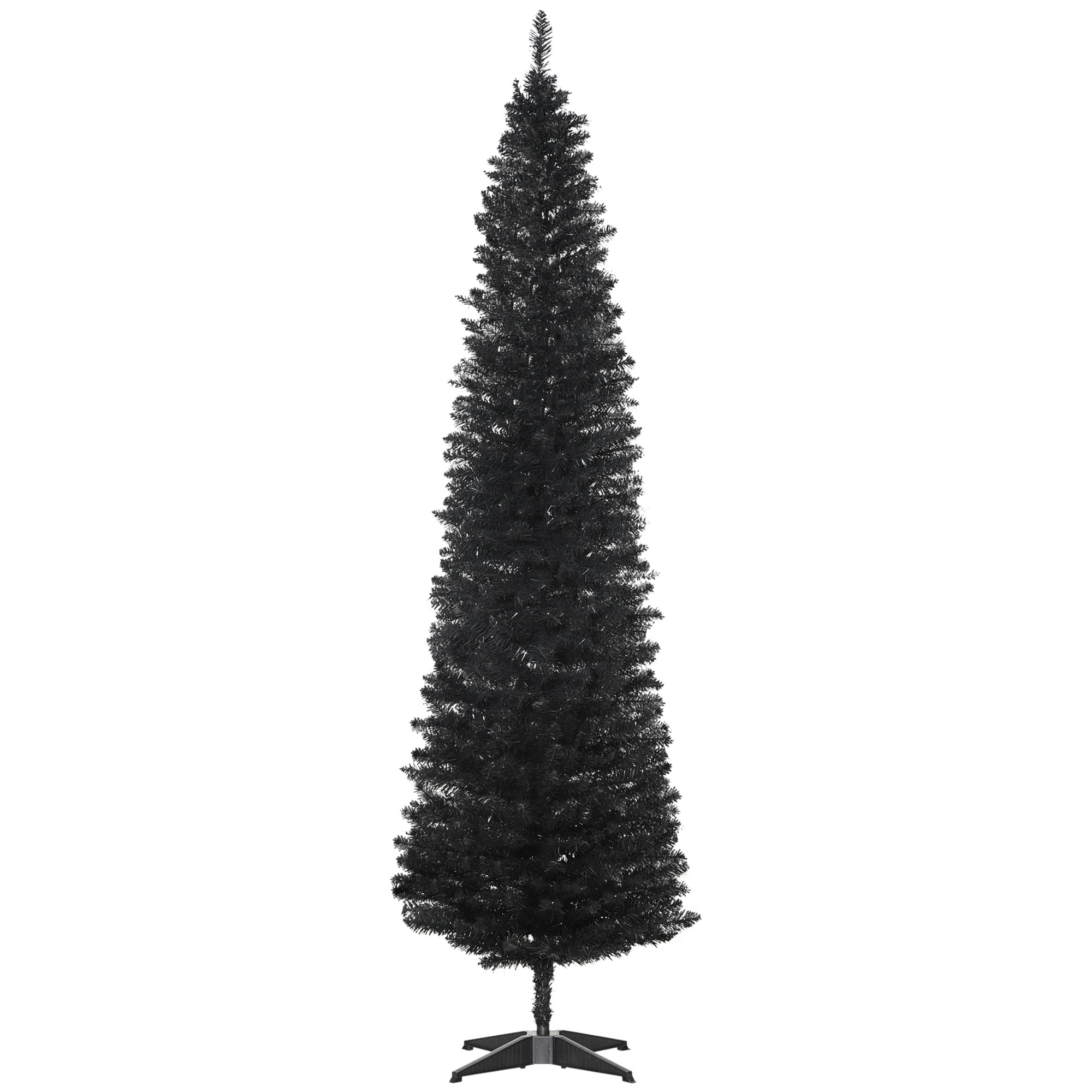 Astoutdoor Artificial Christmas Tree, Black, Plastic, 7 ft, Slim Pencil Style, 499 Tips