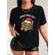 thumbnail image 1 of Festive Christmas Gift Graphic T-Shirt - 100% Polyester Casual Crew Neck Tee with Medium Stretch - Seasonal Santa Hat & Green Present Design - Women's Spring/Summer/Fall Top, 1 of 7
