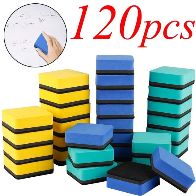 DEBGFS Mini Dry Erasers Magnetic Whiteboard Erasers for Classroom Supplies Dry Erase Erasers(3 Colors 120 Packs)