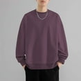 thumbnail image 2 of VSSSJ Men's Oversized Sweatshirt Relaxed Fit Round Neck Long Sleeve Drop Shoulder Casual Solid Versatile Sports Pullover Top Purple XXXL, 2 of 7