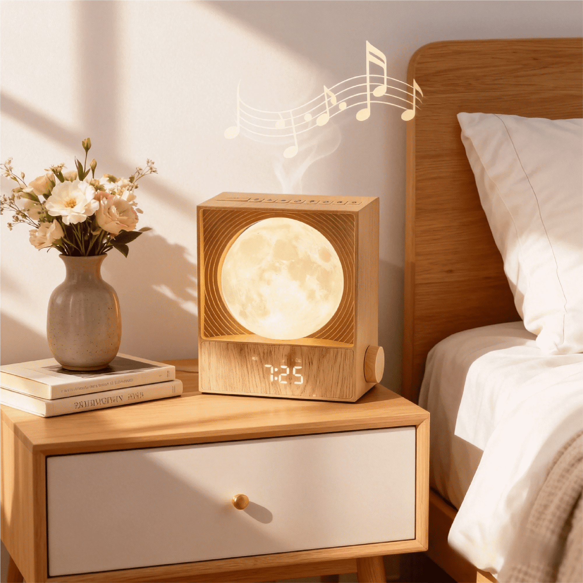 Rotating Moon Sunrise Alarm Clock with Wake up Light & Sleep Aid