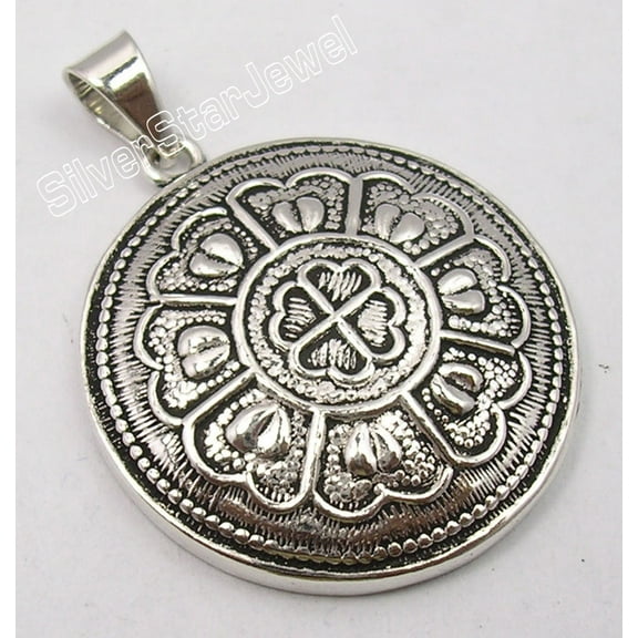 SilverStarJewel 925 Sterling Silver Collectible Big Antique Look Pendant 1.5" 3.9 Grams Tribal
