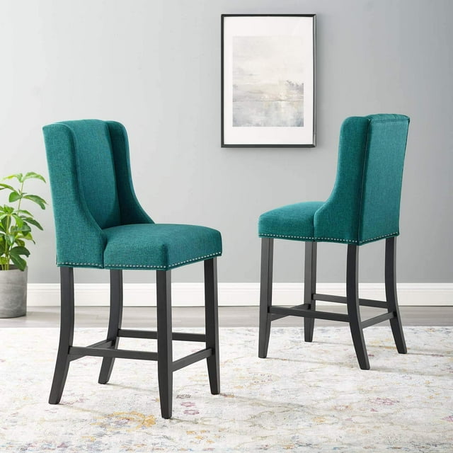 Modway Tabouret de Comptoir Baron en Tissu Rembourré Ensemble de 2, Turquoise