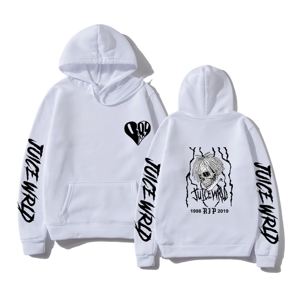  Juice World Juice wrld rap Hoodie, Sweatshirt, Pullover,  Hooded, Fashionable, Casual, Oversize, Long Sleeve, Sportswear, Top,  Women's, Men's, Spring Clothes, Autumn Clothes, Cheering Outfit, White, M :  Clothing, Shoes & Jewelry