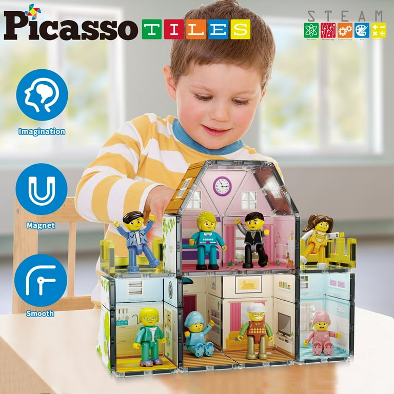 PicassoTiles 152 Pezzi Piastrelle Magnetiche Con Specchio – Giocattolo Costruzioni STEM, Sensoriale, Per Bambini 3+ Anni - 4