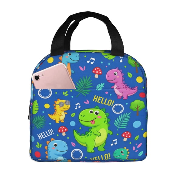 Dinosaur Lunch Bag Thermal Insulated Meal Carrier Stylish Reusable Lunch Tote Storage Pocket Leakproof Cooler Bag Women Men Commuters Office