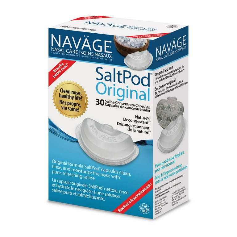Navage Nasal Irrigation Starter Bundle: Naväge Nose Cleaner, 30 SaltPod  Capsules, and Countertop Caddy. $122.85 if purchased separately; you save  $22.90 (19%) Reviews 2024