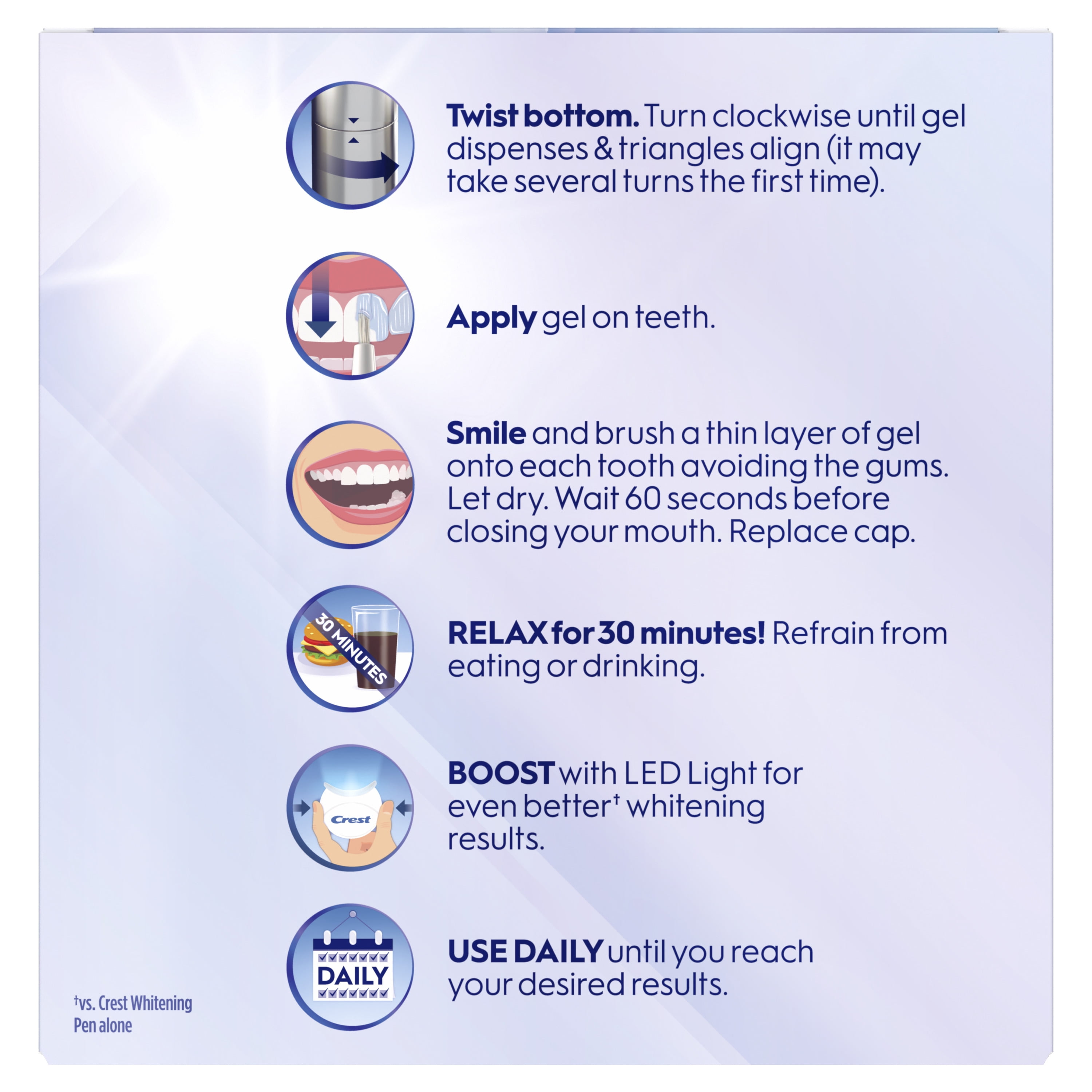 Crest 3DWhite Easy-to-Use Teeth Whitening Pen + Light, 1 Teeth Whitening Pen and 1 Light
