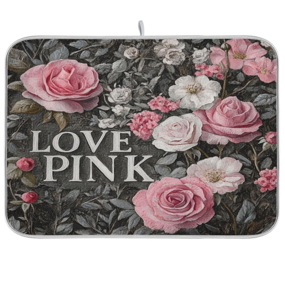 BZSMCE Dish Drying Mat Seamle Of Roses Pattern Design Drying Mats