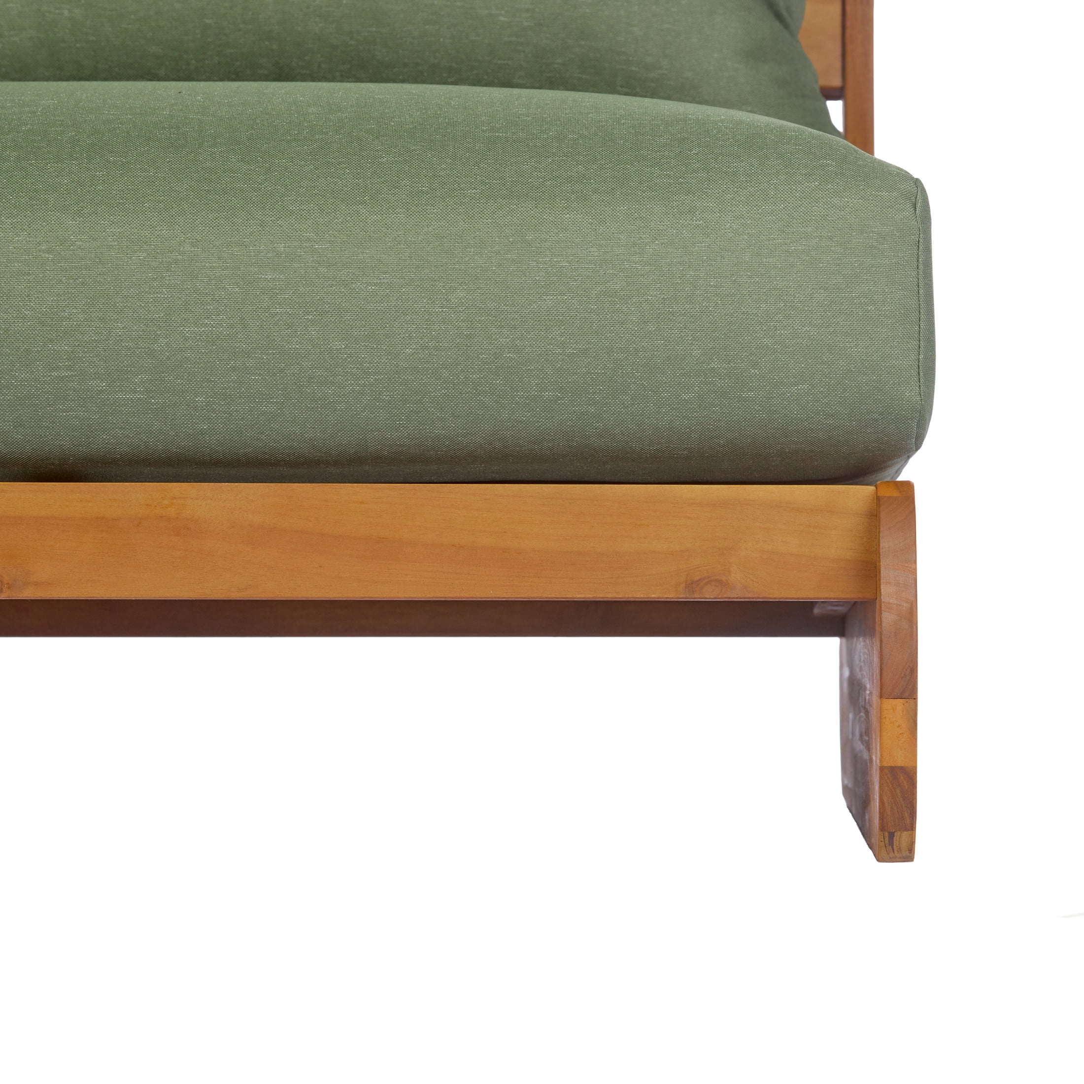 Christopher Knight Home Outdoor 3-Seat Sofa with Reclined Wood Frame & Water-Resistant Cushions, Teak+Beige