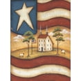 thumbnail image 2 of Lewis, Kim 12x14 Gold Ornate Wood Framed with Double Matting Museum Art Print Titled - Folk Flag, 2 of 4