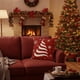 thumbnail image 3 of Fundas de almohada navideñas con fondo rojo y diseño de copos de nieve, 3 of 5