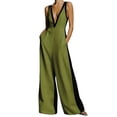 thumbnail image 2 of Sokhug Women Sleeveless Wide Leg Jumpsuit Deep V Neck Contrast Binding with Pocket Elegant Formal Casual Full Length Romper, 2 of 6