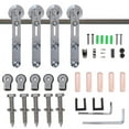 thumbnail image 4 of CCJH 11FT Stainless Steel Sliding Double Barn Door Hardware Track Kit Heavy Duty Simple Install(Round Shape Hanger), 4 of 4