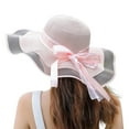 thumbnail image 2 of SPRING PARK Summer Women Sun Hat Color Block Bow Wave Adjustable Beach Sun Hat Dome Hat Headwear, 2 of 8