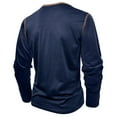 thumbnail image 4 of JUSLIO Color Block Long Sleeve T Shirts for Men Button-Up Cotton Tops Fashion Long sleeve Round Neck Tops Dark Blue 3XL, 4 of 9