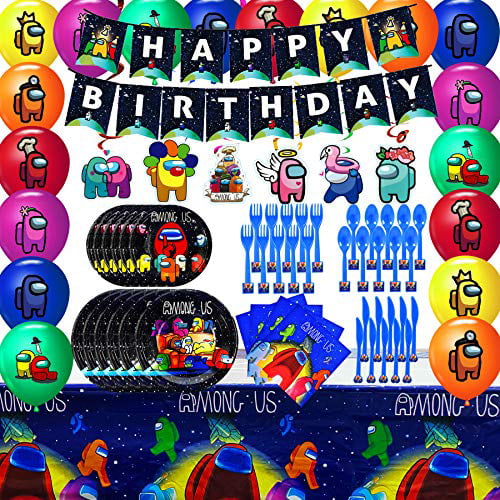 Among Us Birthday Balloons Party Supplies 24 Pcs Latex Balloons Gaming Party Supplies Decorations for Kids Teens Boys Birthday Party