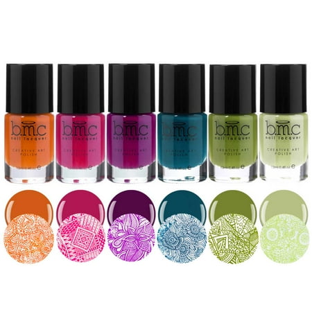 - BMC Tropix Creamy Summer Fashion Creative Nail Art Stamping Polish Collection - 6 Colors