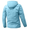 thumbnail image 5 of Liweisiy Lightweight Hooded Jacket For Mens Loose Fit Full Zip Drawstring Hood Windproof Outerwear Hiking Daily Casual Coat Blue 3XL, 5 of 9