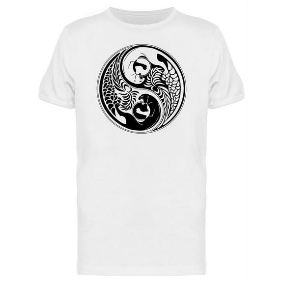 Yin Yang, Wild Cat Black T-Shirt Men -Image by Shutterstock, Male XX-Large