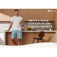 thumbnail image 4 of MoFiz Men's 3-Pack Woven Pajama Shorts 100% Cotton Plaid Sleep Lounge, 4 of 9