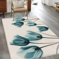 thumbnail image 2 of Teal Tulip Washable Area Rug 4x6 Minimalist Modern Flower Art Linen Background Low-Profile Large Area Rugs with Non Slip Backing Indoor Floor Carpet for Entrance Living Room Bedroom Home Office, 2 of 9