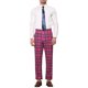 thumbnail image 2 of Pantalones de hombre Inspire Chic, de cuadros, con frente plano, cintura elástica y botón, 28 Rojo Rosa, 2 of 7