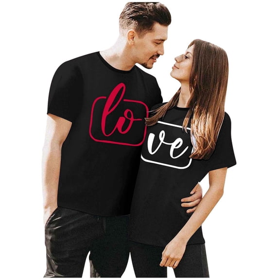 FASHOFT Valentines Couples Shirts Matching Couples Mens Long Sleeve Shirt Valentines Day Gifts for His and Her Black L