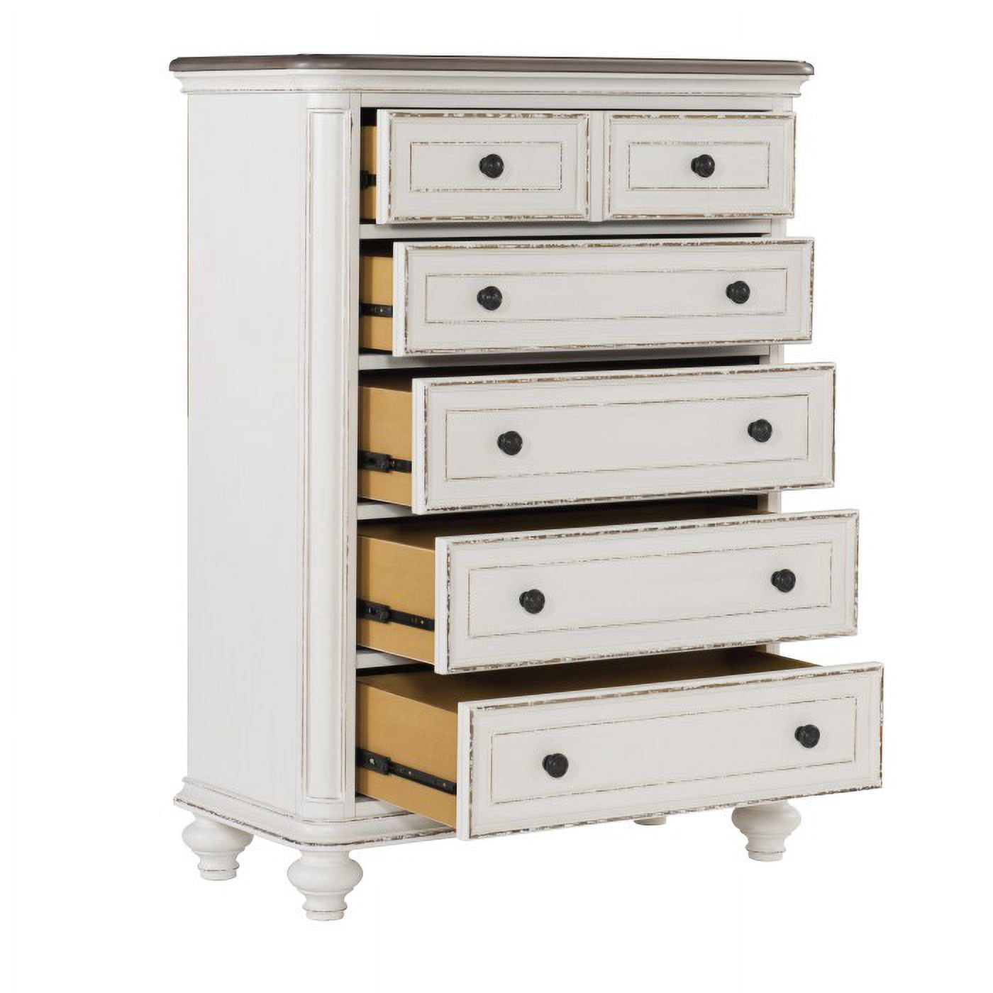 Baylesford Collection Chest with Antique White Finish and Dark Metal Hardware