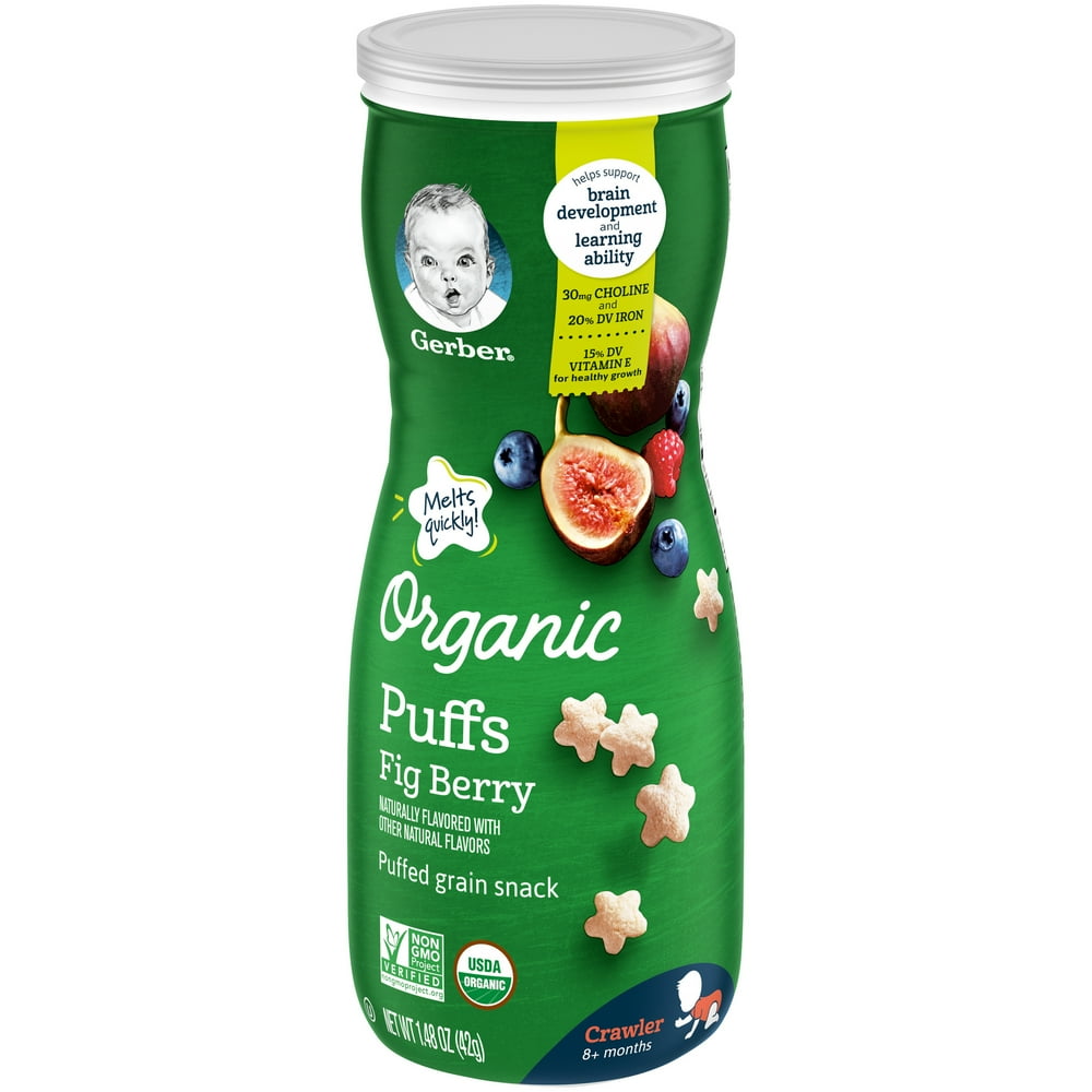 Gerber Organic Puffs, Fig Berry, 1.48 oz. - Walmart.com - Walmart.com