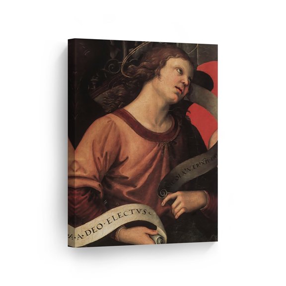 Smile Art Design Angel Holding a Scroll by Raphael Art Canvas Print Famous Fine Art Oil Painting Reproduction Canvas Wall Art Renaissance Art Home Decor Ready to Hang Made in the USA 12x8